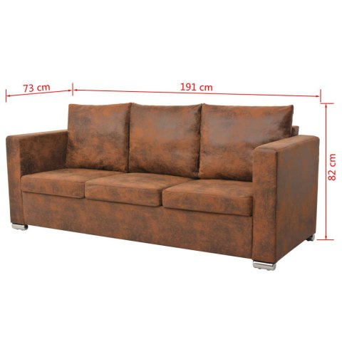 Sofa 3-osobowa, 191 x 73 x 82 cm, sztuczny zamsz