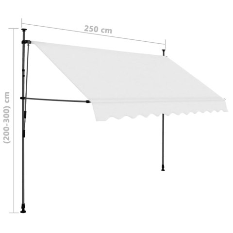 Ręcznie zwijana markiza z LED, 250 cm, kremowa