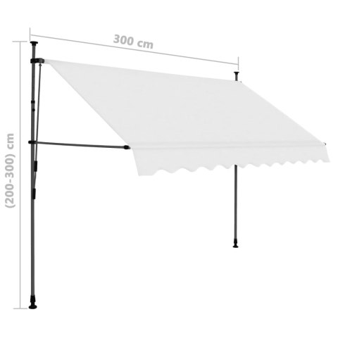 Ręcznie zwijana markiza z LED, 300 cm, kremowa