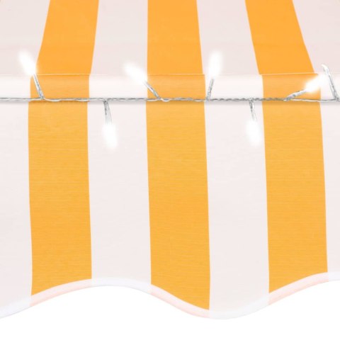 Ręcznie zwijana markiza z LED, 350 cm, biało-pomarańczowa