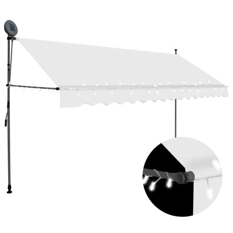 Ręcznie zwijana markiza z LED, 350 cm, kremowa