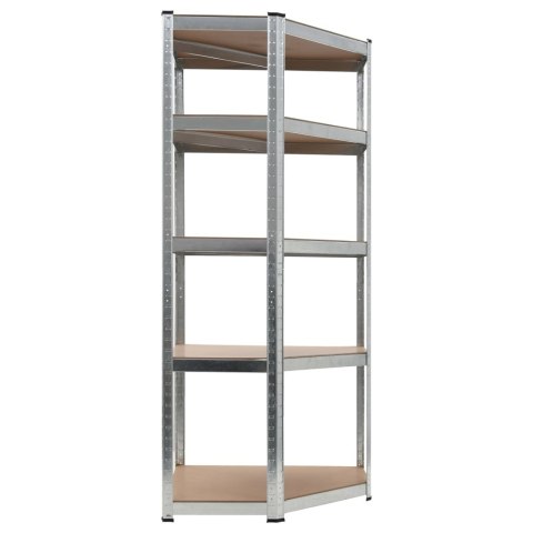 Regał magazynowy, srebrny, 75x75x180 cm, stal i MDF