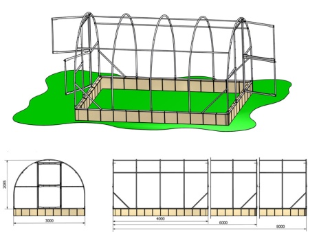 Szklarnia Maja 24 m2 (3x8 m) poliwęglan 6 mm