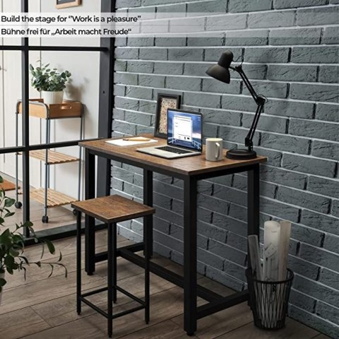 Loftowy zestaw barowy, vintage stół i 2 stołki, metal/drewno
