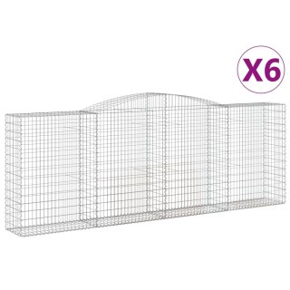 Kosze gabionowe, 6 szt, 400x50x140/160 cm, galwanizowane żelazo
