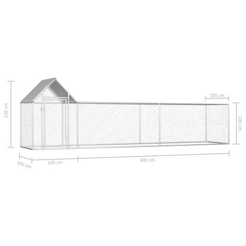 Woliera dla kur, 5 x 1 x 1,5 m, galwanizowana stal