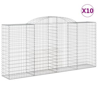 Kosze gabionowe, 10 szt, 300x50x140/160cm, galwanizowane żelazo