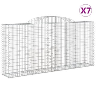 Kosze gabionowe, 7 szt, 300x50x140/160 cm, galwanizowane żelazo