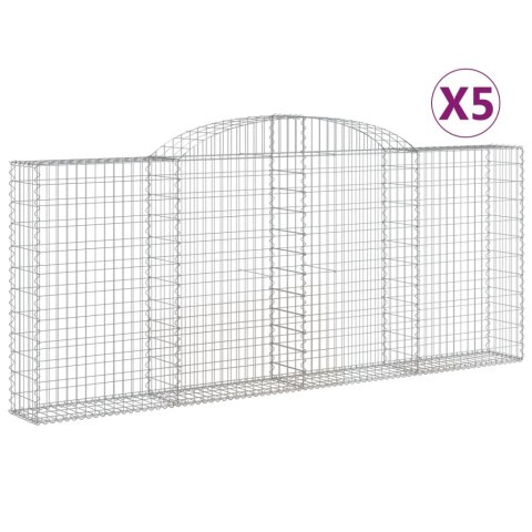 Kosze gabionowe, 5 szt, 300x30x120/140 cm, galwanizowane żelazo