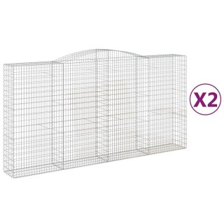 Kosze gabionowe, 2 szt, 400x50x200/220 cm, galwanizowane żelazo