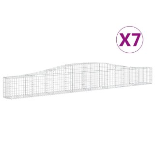 Kosze gabionowe, 7 szt, 400x30x40/60 cm, galwanizowane żelazo