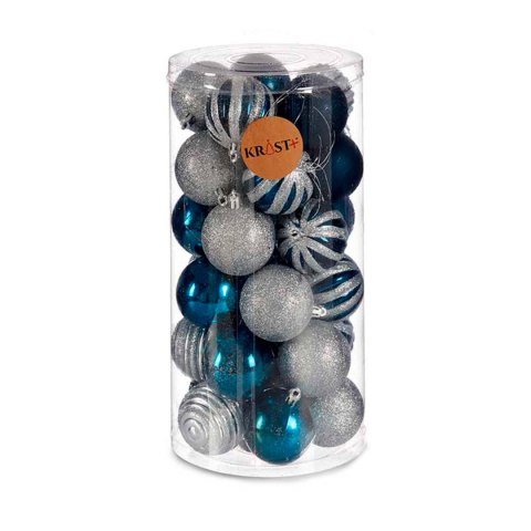 Zestaw bombek choinkowych Krist+ HM20087-061/003 Niebieski Srebrzysty Plastikowy Ø 6 cm (6 Sztuk)