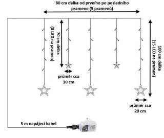 Świąteczna kurtyna 5 gwiazdek, 61 LED, biała ciepła i zimna