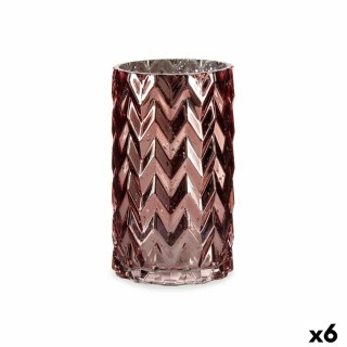 Wazon Gift Decor Różowy Szkło Kłos Rzeźbione 11,3 x 19,5 x 11,3 cm (6 Sztuk)