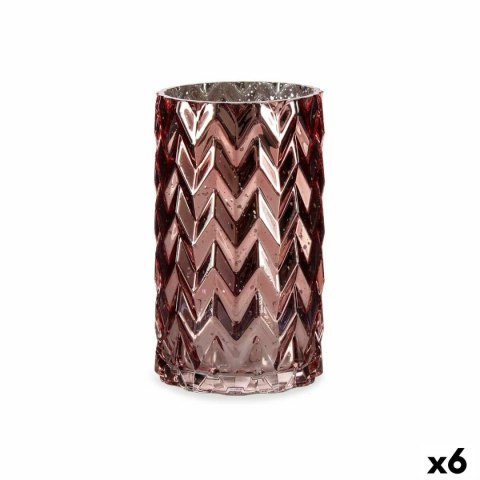 Wazon Gift Decor Różowy Szkło Kłos Rzeźbione 11,3 x 19,5 x 11,3 cm (6 Sztuk)
