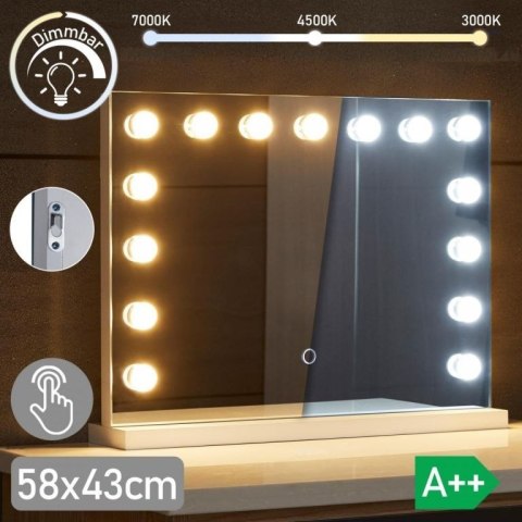 Aquamarin Lustro łazienkowe LED Hollywood 58 x 43 cm