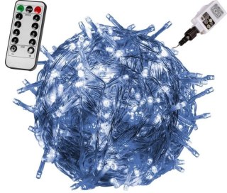 Świąteczne LED oświetlenie -10 m zimne białe 100 LED + pilot