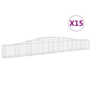 Kosze gabionowe, 15 szt, 400x30x40/60 cm, galwanizowane żelazo