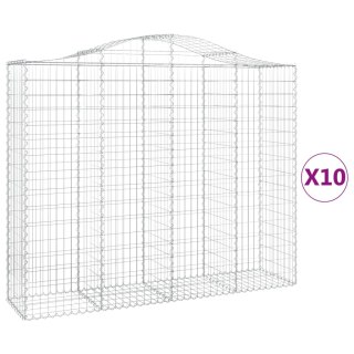 Kosze gabionowe, 10 szt, 200x50x160/180cm, galwanizowane żelazo