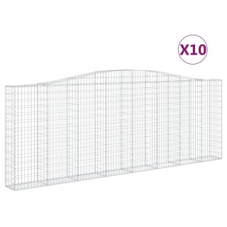 Kosze gabionowe, 10 szt, 400x30x140/160cm, galwanizowane żelazo