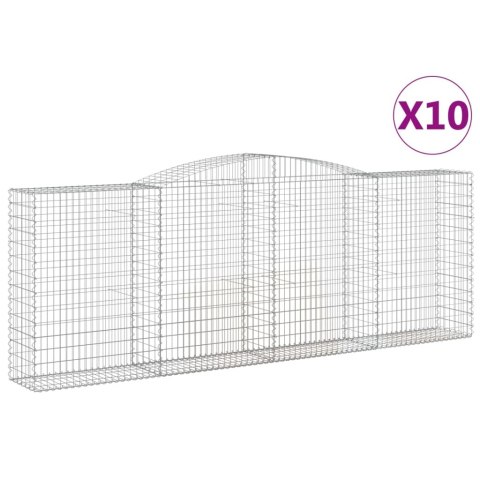Kosze gabionowe, 10 szt, 400x50x140/160cm, galwanizowane żelazo