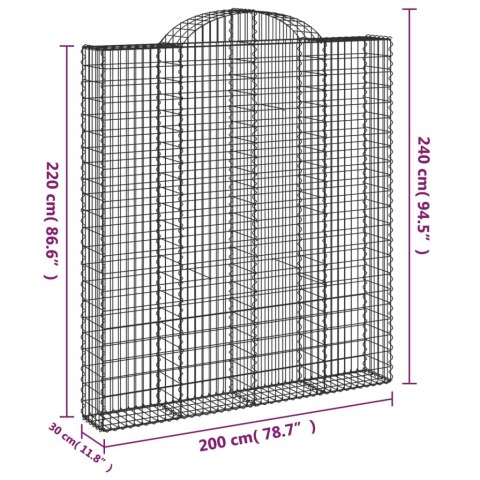 Kosze gabionowe, 3 szt, 200x30x220/240 cm, galwanizowane żelazo