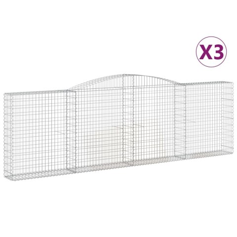 Kosze gabionowe, 3 szt, 400x30x120/140 cm, galwanizowane żelazo