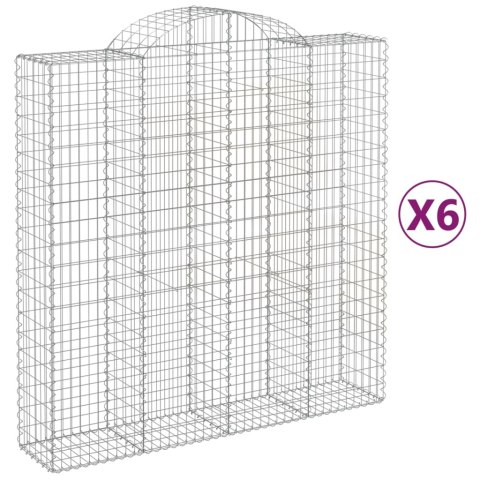 Kosze gabionowe, 6 szt, 200x50x200/220 cm, galwanizowane żelazo