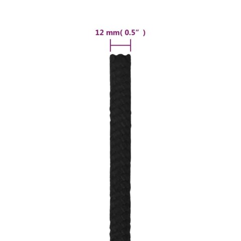 Linka robocza, czarna, 12 mm, 100 m, poliester