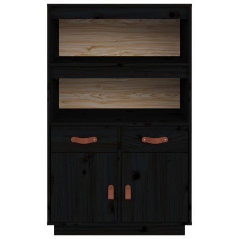 Kredens, czarny, 67x40x108,5 cm, lite drewno sosnowe