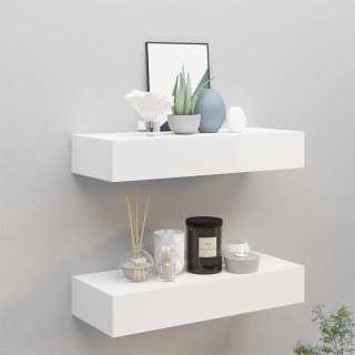 Półki ścienne z szufladą, 2 szt., białe, 60 x 23,5 x 10 cm, MDF