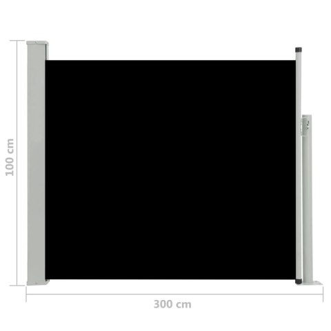 Wysuwana markiza boczna na taras, 100 x 300 cm, czarna