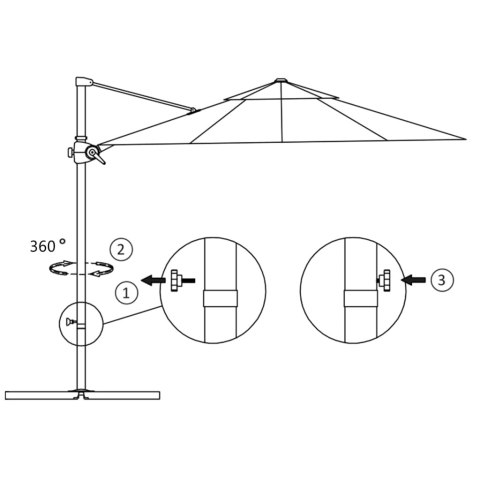 Parasol wiszący na stalowym słupku, 300 cm, lazurowy
