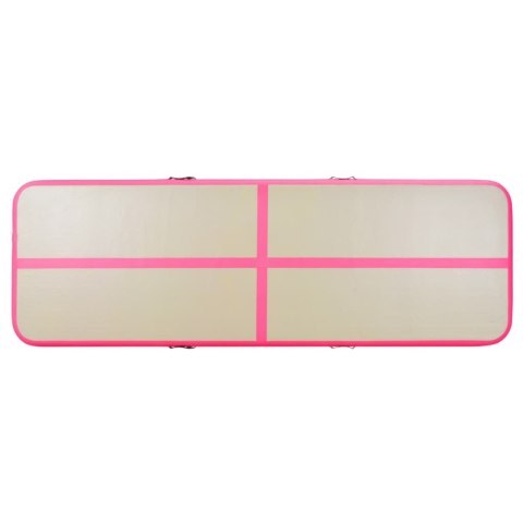 Mata gimnastyczna z pompką, 400x100x10 cm, PVC, różowa