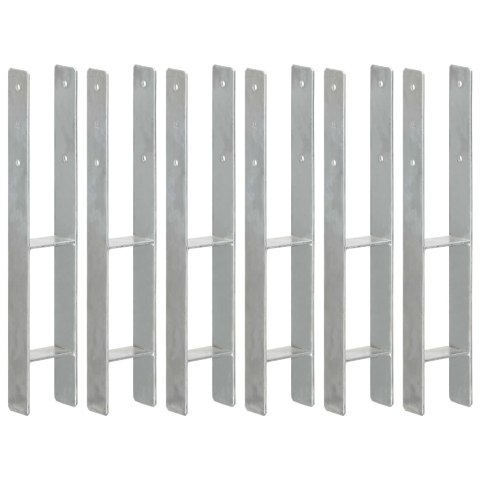 Kotwy do słupków, 6 szt., srebrne, 9x6x60 cm, stal