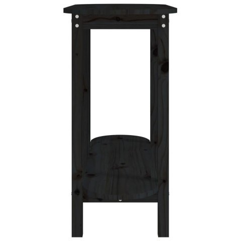 Stolik konsolowy, czarny, 110x40x80 cm, lite drewno sosnowe