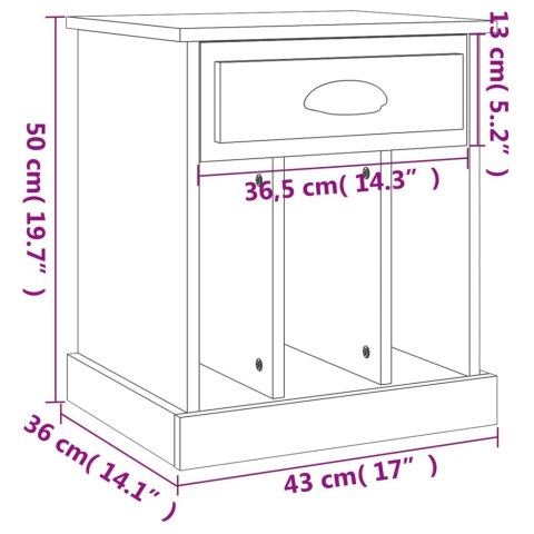 Szafki nocne, 2 szt., białe, wysoki połysk, 43x36x50 cm