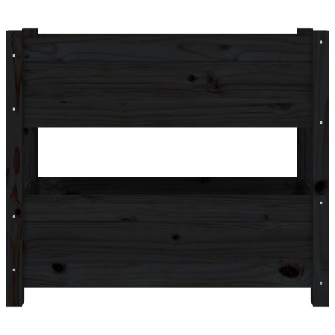 Donica, czarna, 77x25x66 cm, lite drewno sosnowe