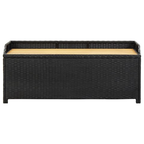 Ławka ogrodowa ze schowkiem, 120 cm, polirattan, czarna