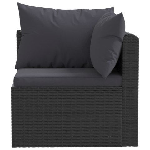 3-częściowa sofa ogrodowa, poduszki, rattan PE, czarny