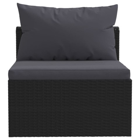 3-częściowa sofa ogrodowa, poduszki, rattan PE, czarny