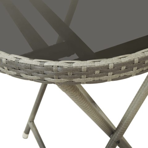 Stolik herbaciany, szary, 60 cm, rattan PE i szkło hartowane