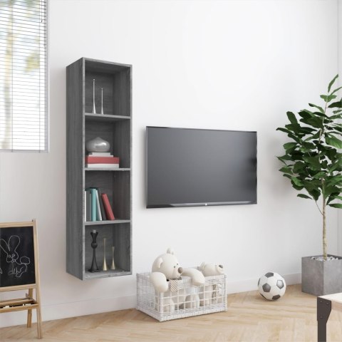 Regał na książki pod TV, szary dąb sonoma, 143x30x36 cm