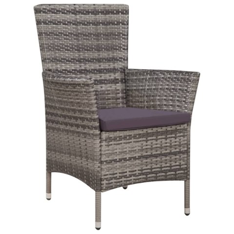 3-cz. zestaw mebli bistro, rattan PE, szary