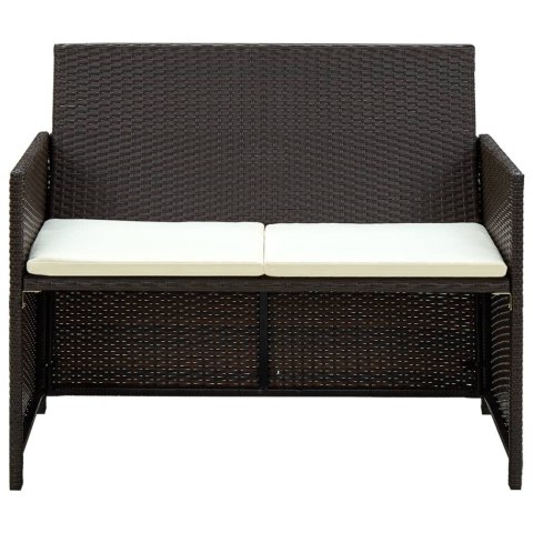 2-osobowa sofa ogrodowa z poduszkami, polirattan, brązowa