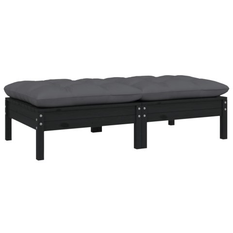 2-osobowa sofa ogrodowa z poduszkami, czarna, drewno sosnowe