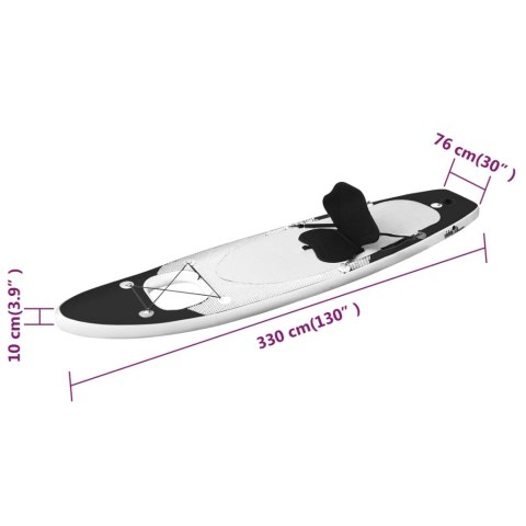Nadmuchiwana deska SUP z akcesoriami, czarna, 330x76x10 cm