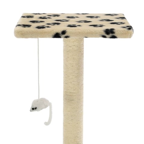 Drapak ze sizalowymi słupkami, 95 cm, beżowy w kocie łapki
