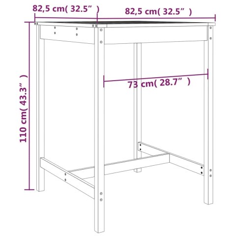 Stolik ogrodowy, czarny, 82,5x82,5x110 cm, lite drewno sosnowe