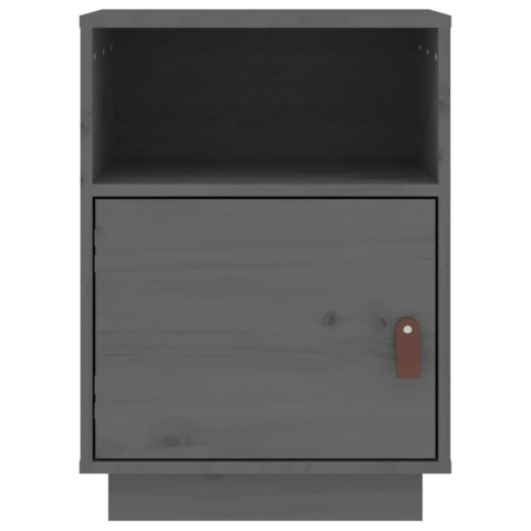 Szafki nocne, 2 szt., szare, 40x34x55 cm, lite drewno sosnowe